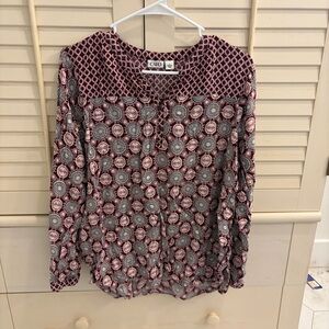 Cato Red and Gray Geometric Blouse Size L